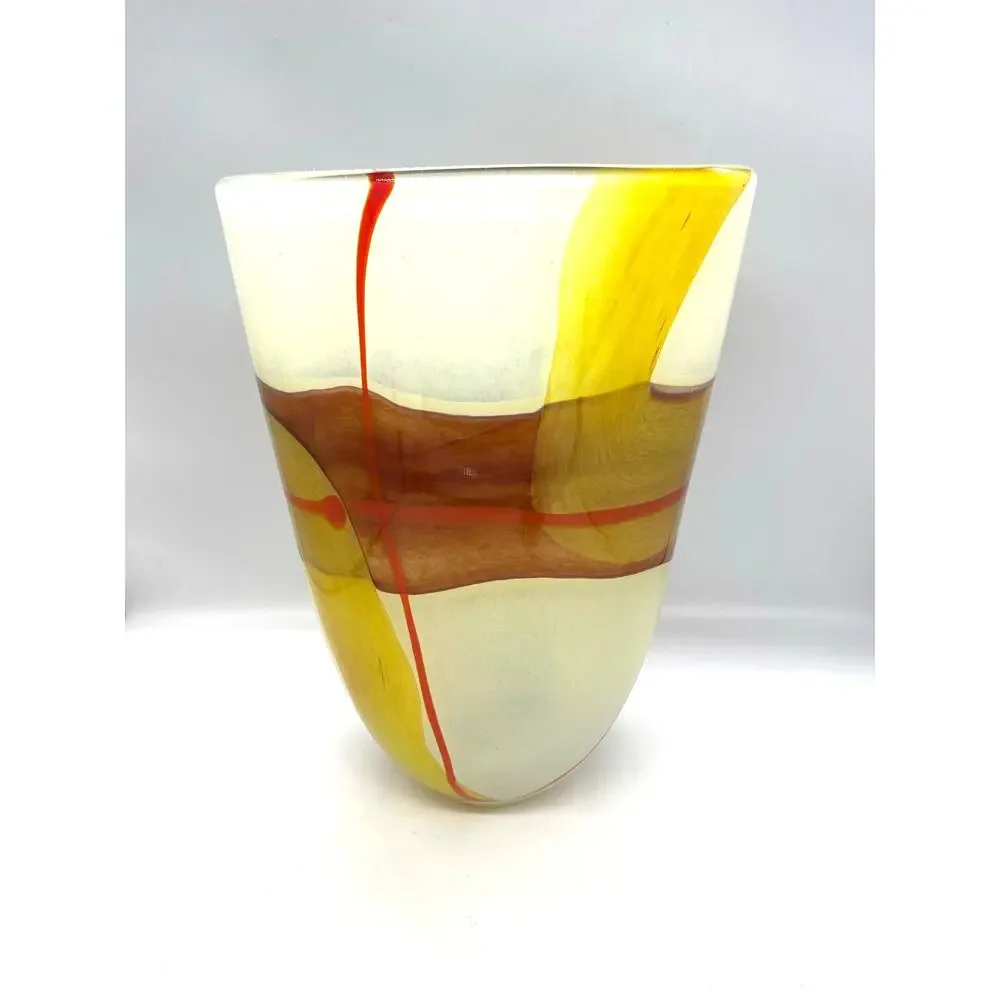 Vilniaus Stiklo Studija Modernist Lithuanian Art Glass Vase 12.5